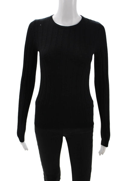 Saks Fifth Avenue Women Crewneck Pullover Sweater Black Wool Size XS