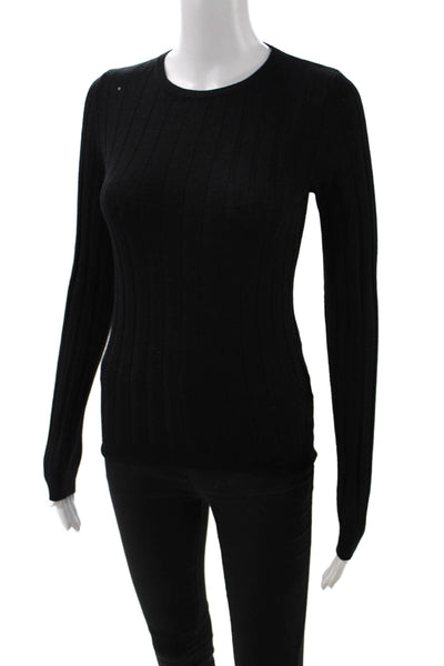 Saks Fifth Avenue Women Crewneck Pullover Sweater Black Wool Size XS