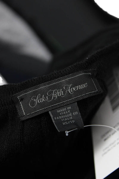 Saks Fifth Avenue Women Crewneck Pullover Sweater Black Wool Size XS