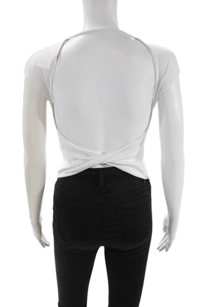 Zara Women Cropped Basic T-Shirt White Cotton Short Sleeve Crew Neck Size S