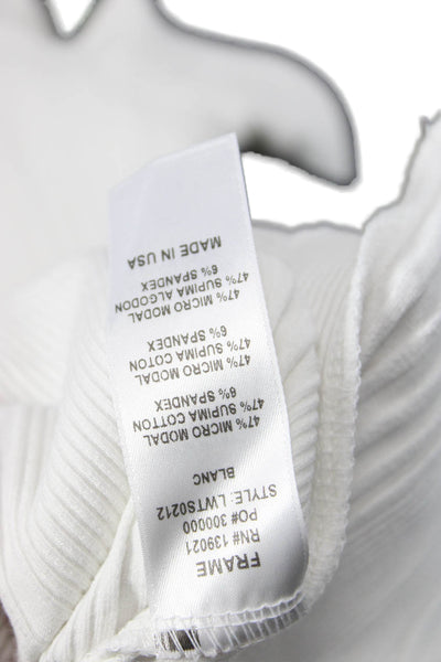 Frame Shirt Women White Silk Cashmere Crew Neck Short Sleeve T-Shirt Size S