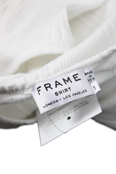 Frame Shirt Women White Silk Cashmere Crew Neck Short Sleeve T-Shirt Size S