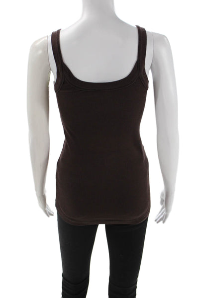 Splendid Women Basic Round Neck Tank Brown Size XS