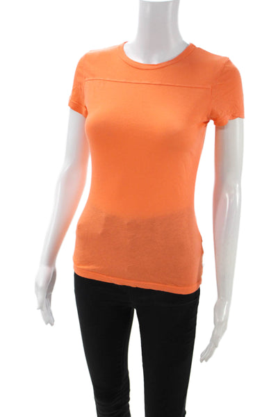 Standard James Perse Women Orange Cotton Crewneck Tee Size 1