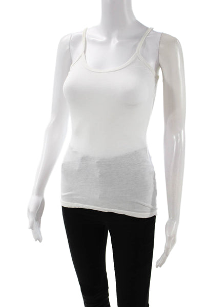 C&C California Women White Cotton Camisole Sleeveless Round Neck Size XS