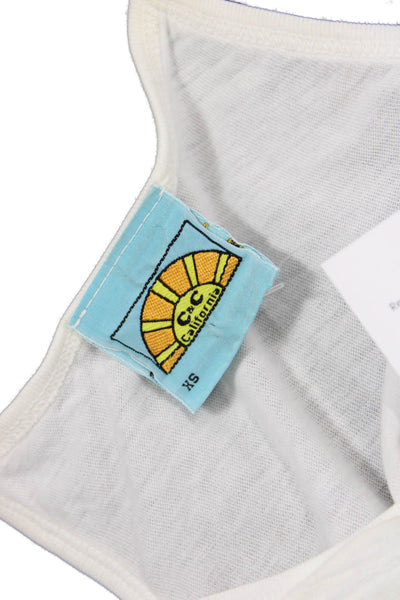C&C California Women White Cotton Camisole Sleeveless Round Neck Size XS