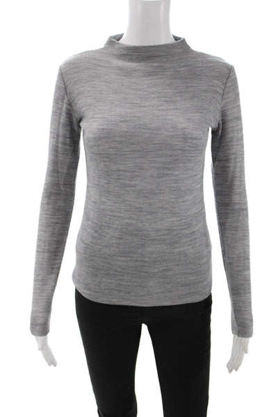 Vince Unisex Gray Wool Blend Mock Neck Pullover Long Sleeve Size XS
