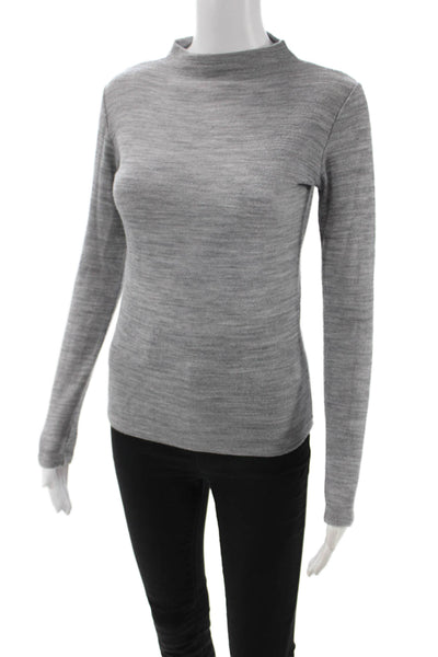 Vince Unisex Gray Wool Blend Mock Neck Pullover Long Sleeve Size XS