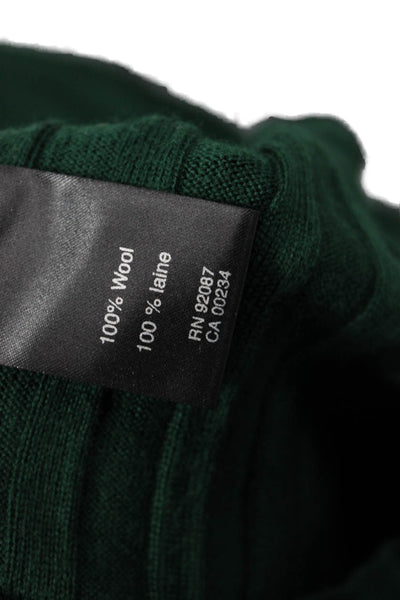 Saks Fifth Avenue Women Pullover Sweater Striped Green Wool Crew Neck Size XS