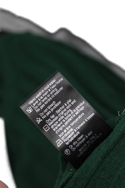 Saks Fifth Avenue Women Pullover Sweater Striped Green Wool Crew Neck Size XS