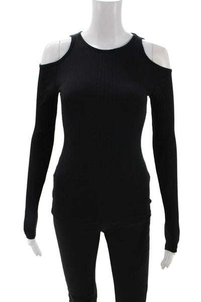 Frame Shirt Women Black Crewneck Long Sleeve Top Supima Modal Spandex Size S