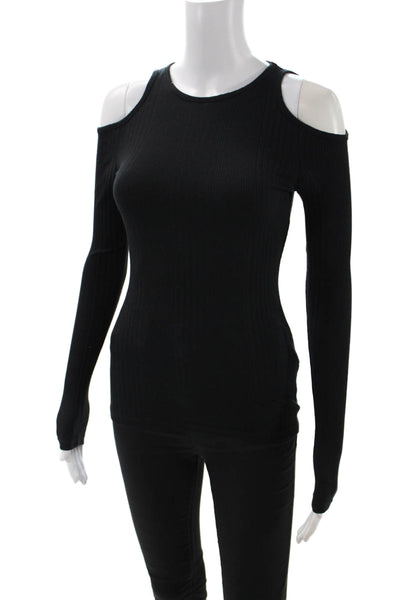 Frame Shirt Women Black Crewneck Long Sleeve Top Supima Modal Spandex Size S