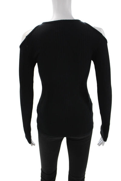 Frame Shirt Women Black Crewneck Long Sleeve Top Supima Modal Spandex Size S
