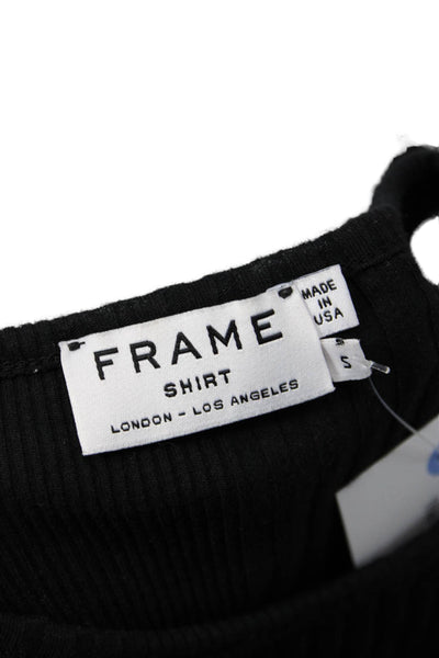 Frame Shirt Women Black Crewneck Long Sleeve Top Supima Modal Spandex Size S