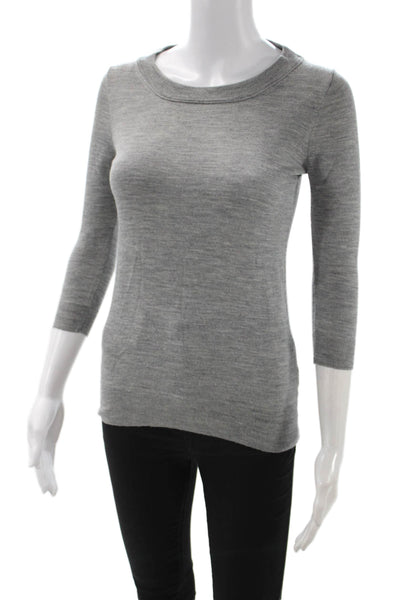 J Crew Unisex Gray Merino Wool Crew Neck 3/4 Sleeve Pullover Size 2XS