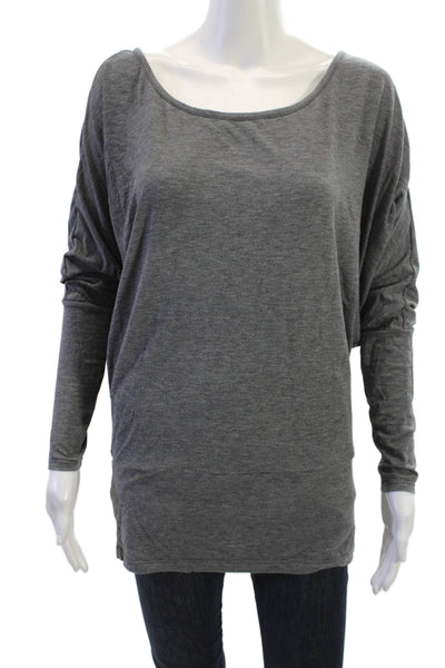 Lucy Womens Tunic Long Sleeve Round Neck Dark Gray Size S