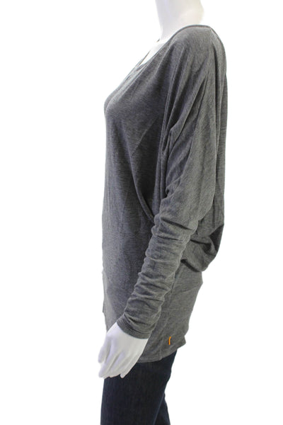 Lucy Womens Tunic Long Sleeve Round Neck Dark Gray Size S