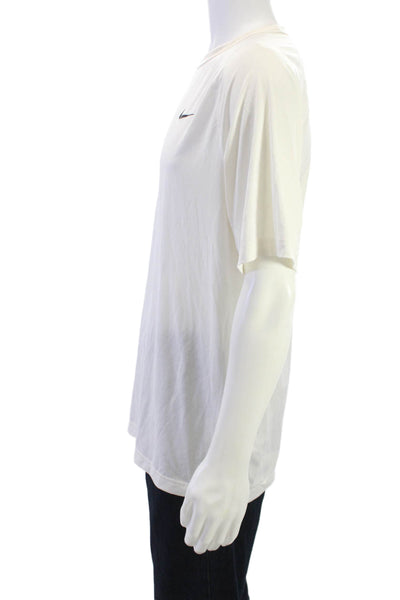 Nike Mens White Short Sleeve Sports T Shirt Crew Neck Polyester Spandex Size M