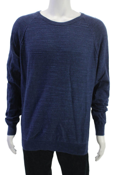 J Crew Mens Dark Blue Cotton Crew Neck Pullover Sweater Long Sleeve Size L