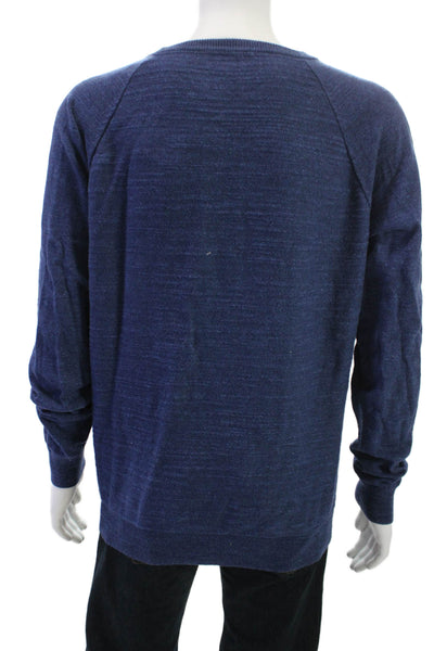 J Crew Mens Dark Blue Cotton Crew Neck Pullover Sweater Long Sleeve Size L