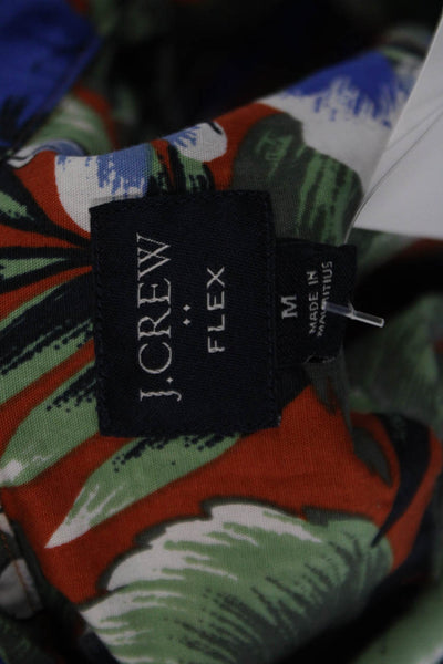 J Crew Mens Blue Floral Cotton Spread Short Sleeve Button-Up Shirt Size M