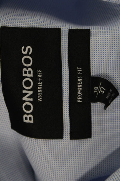 Bonobos Men Point Collar Long Sleeve Cotton Light Blue Dress Shirt Size L