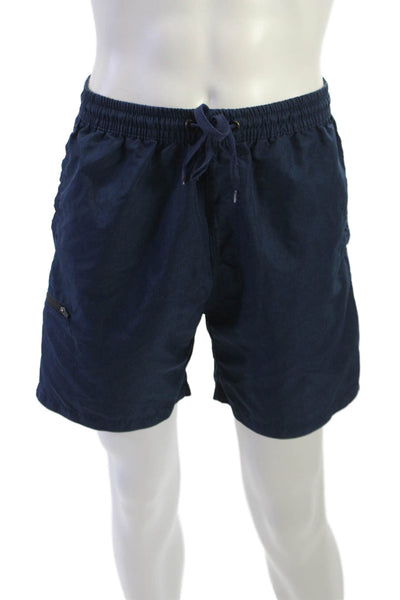 Burnside Mens Dark Blue Polyester Drawstring Beach Solid Shorts Size M