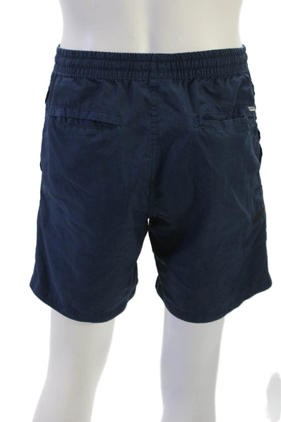 Burnside Mens Dark Blue Polyester Drawstring Beach Solid Shorts Size M