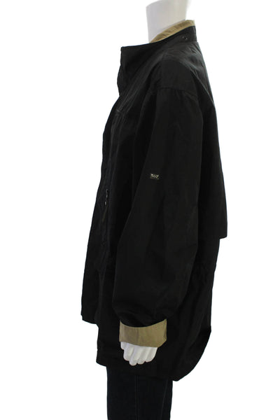 Marc New York Mens Raincoat Windbreaker Black Polyester Snap High Neck Size 3XL