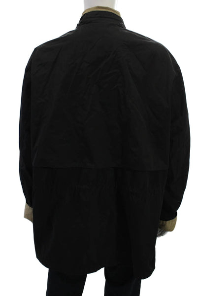 Marc New York Mens Raincoat Windbreaker Black Polyester Snap High Neck Size 3XL