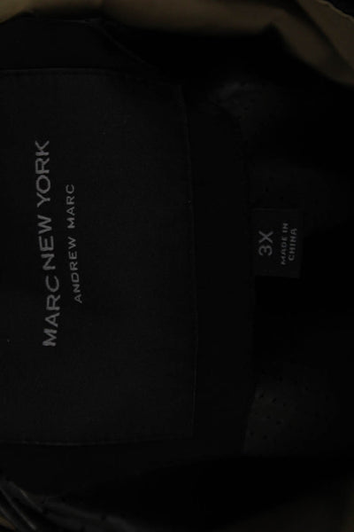 Marc New York Mens Raincoat Windbreaker Black Polyester Snap High Neck Size 3XL