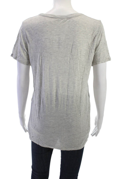 Club Monaco Women Gray Cotton Round Neck Basic T-Shirt Short Sleeve Size L
