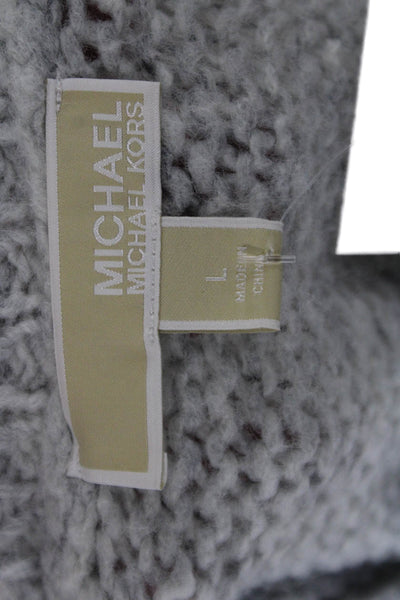 Michael Michael Kors Women Pullover Sweater Gray V-Neck Size L