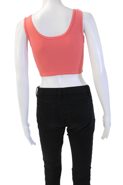 Year Of Ours Womens Cropped Tank Black Square Neck Drawstring Size S