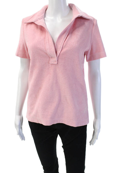 Helmut Lang Womens Pink Cotton Collared Short Sleeve Basic Polo Size M