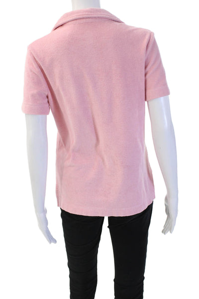 Helmut Lang Womens Pink Cotton Collared Short Sleeve Basic Polo Size M