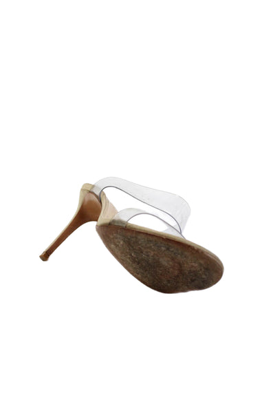Schutz Womens Clear Strap Detail Open Toe Heels Beige Size 9.5