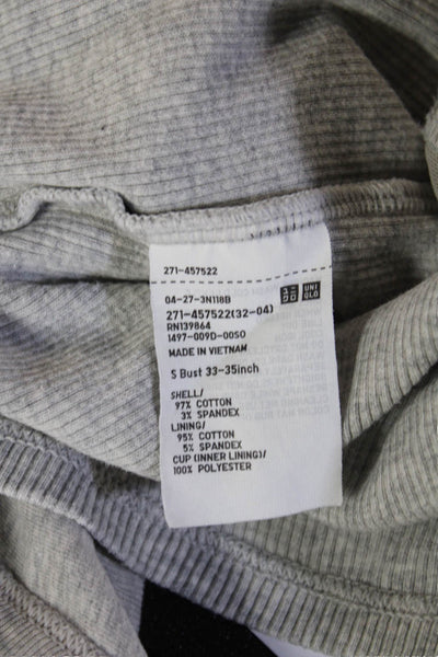 Uniqlo Women Cropped Tank Top Gray Cotton Spandex Round Neck Size S