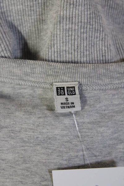 Uniqlo Women Cropped Tank Top Gray Cotton Spandex Round Neck Size S