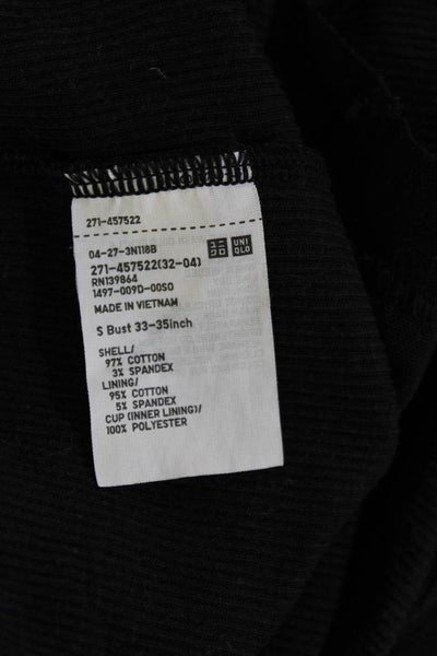 Uniqlo Womens Cropped Black Basic Tank Round Neck Sleeveless Size S