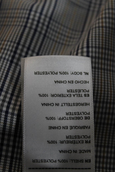 Untuckit Mens Button Front Collared Plaid Shirt White Navy Brown Size Large