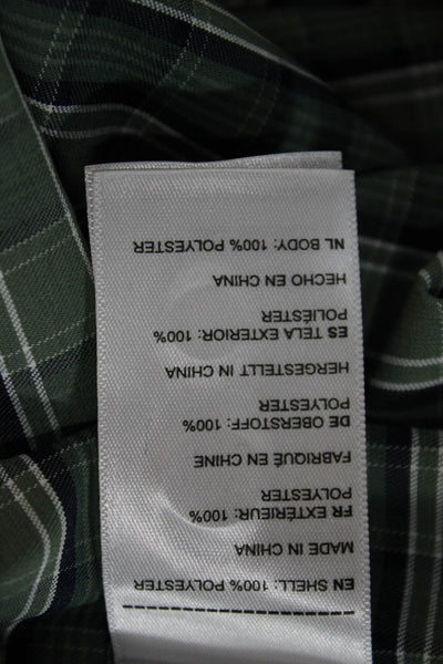 Untuckit Mens Button Front Collared Plaid Shirt Green Navy Cotton Size Large
