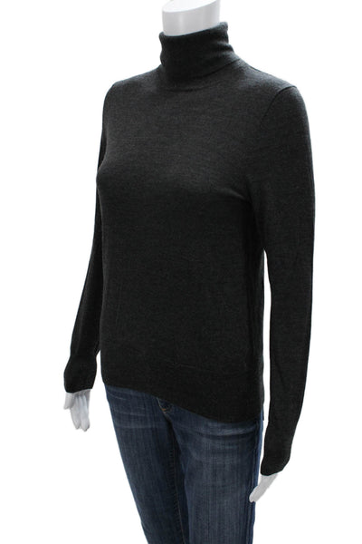 J Crew Unisex Turtleneck Pullover Sweater Dark Gray Merino Blend Size M