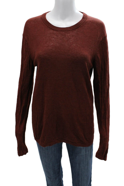 Club Monaco Unisex Brown Linen Crew Neck Pullover Long Sleeve Size S