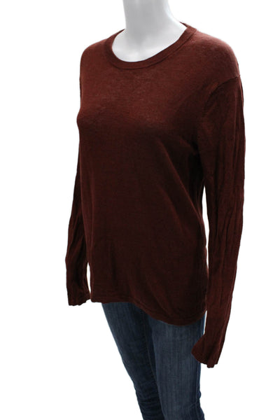 Club Monaco Unisex Brown Linen Crew Neck Pullover Long Sleeve Size S