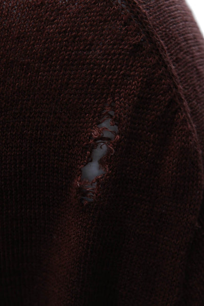 Club Monaco Unisex Brown Linen Crew Neck Pullover Long Sleeve Size S