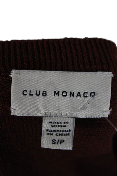 Club Monaco Unisex Brown Linen Crew Neck Pullover Long Sleeve Size S