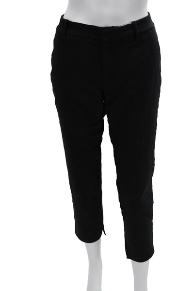 Zara Womens Black Ankle Cropped Dress Pants Polyester Button Size M