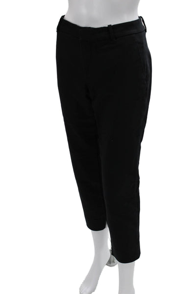 Zara Womens Black Ankle Cropped Dress Pants Polyester Button Size M