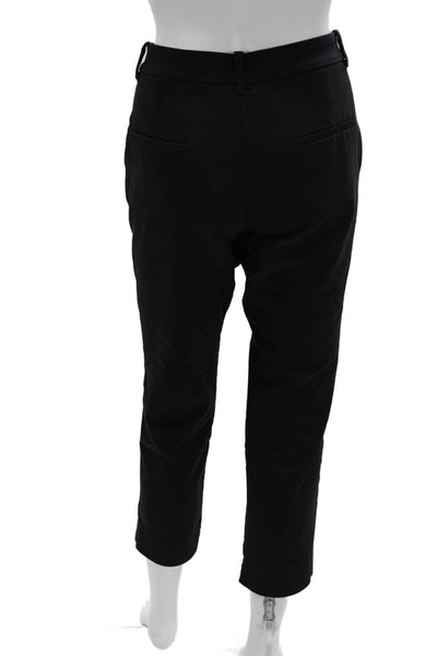 Zara Womens Black Ankle Cropped Dress Pants Polyester Button Size M